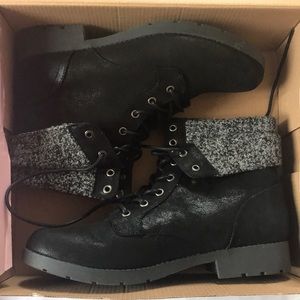 Black lace-up boots